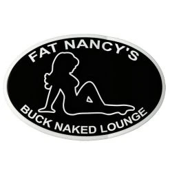 Fat Nancy's Tackle Shop Buck Naked Lounge White Outline Decals